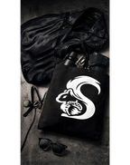 Black Canvas Squirrel Tote Bag, Trust No One Graphic Tote, Edgy Minimal Tote Bag